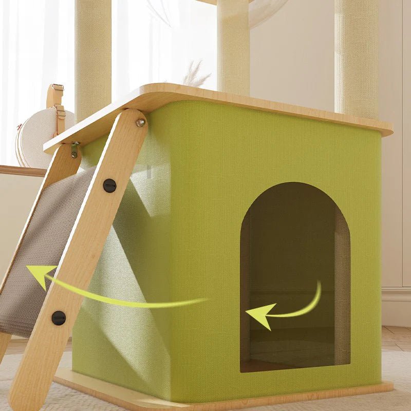 Niche verte et planche d'accès de l'arbre à chat compact Linea 100