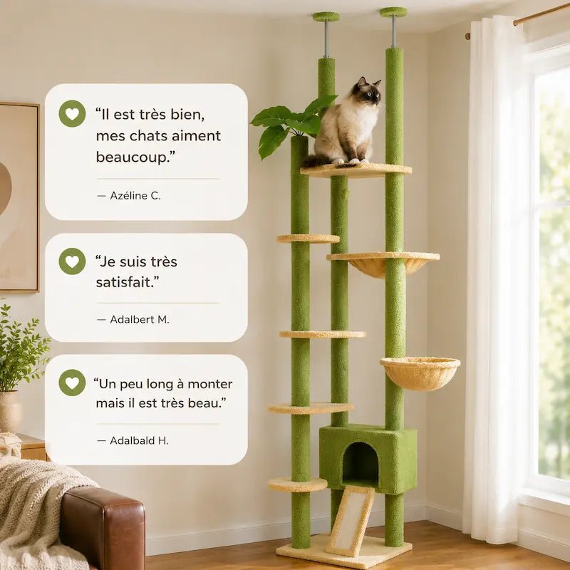 Arbre à chat plafond Catvertikal accompagné d'avis clients