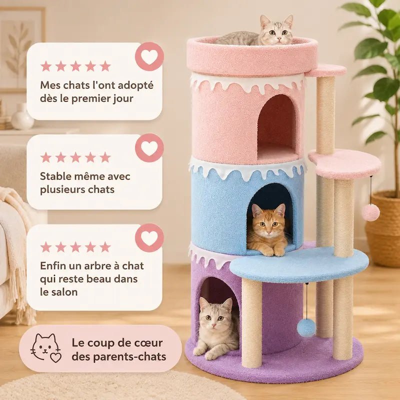 Chats dans les niches de l'arbre à chat tour pastel Felimax, avis clients