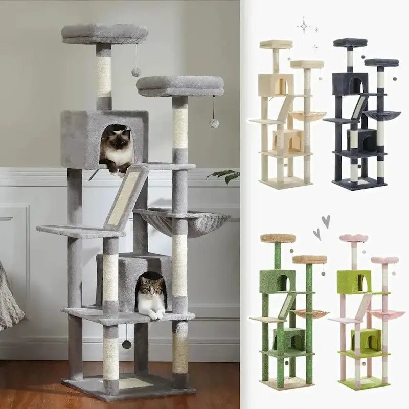 Arbre à chat XXL Pawtower gris et ses autres coloris : beige, noir, vert et rose