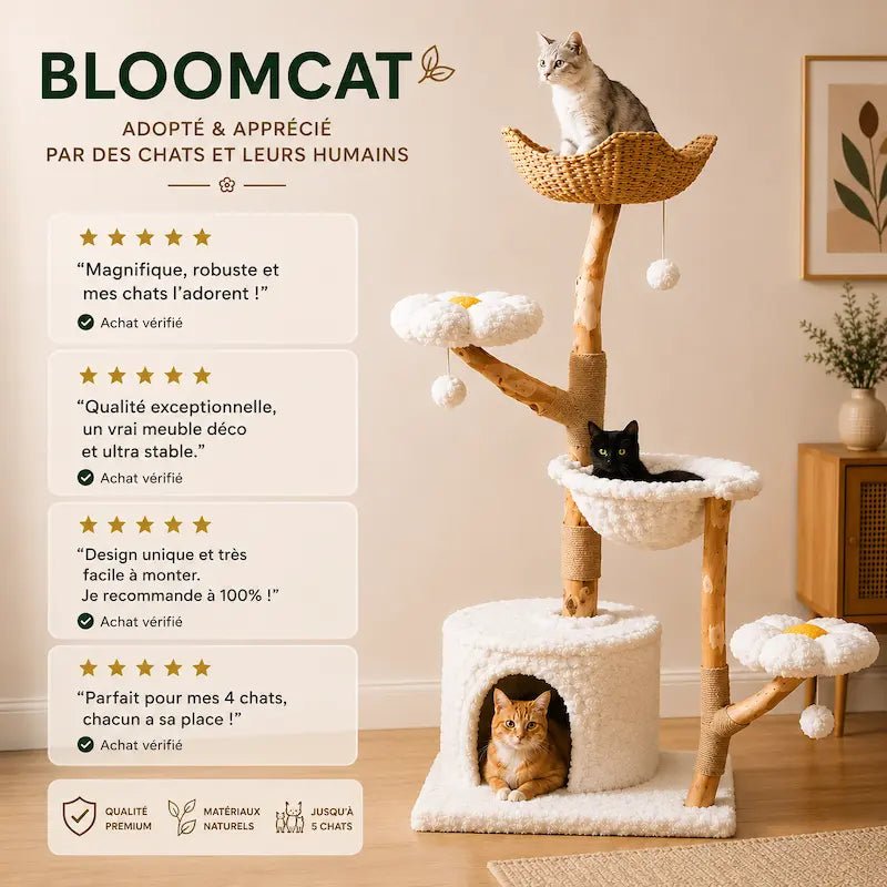 Grande tour arbre à chat BloomCat accompagnée d'avis clients